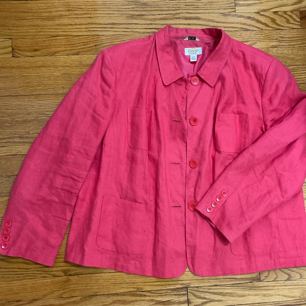 Vintage Talbots Hot Pink Linen Jacket, Size 22W